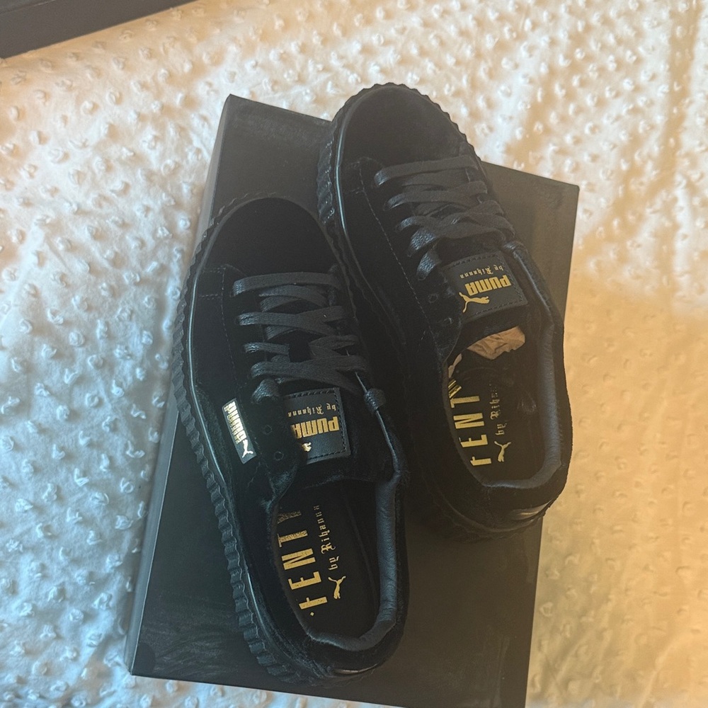 Puma Black Sneakers with Gold Details
